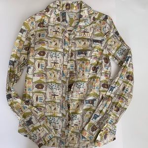 Anthropologie Odille Button Down Animal PrintShirt